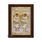Archangels Michael and Gabriel Orthodox Silver Plated Icon on Wood