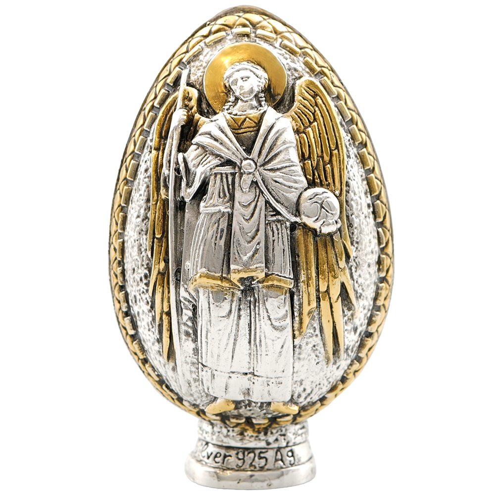 Pure silver egg with Archangel Michael