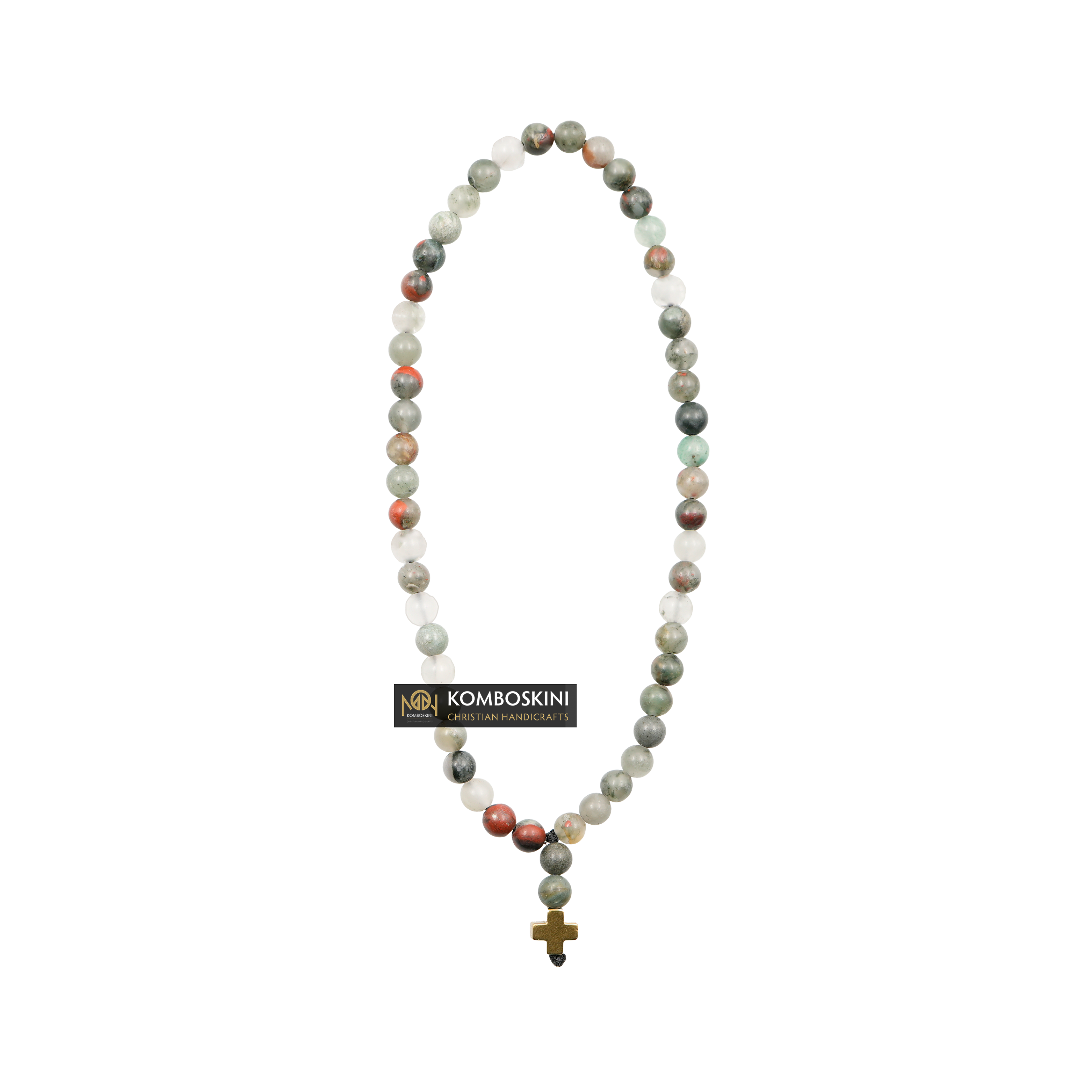 Prayer Rope of Blood Stone Semi-Precious Stones with 33 knots