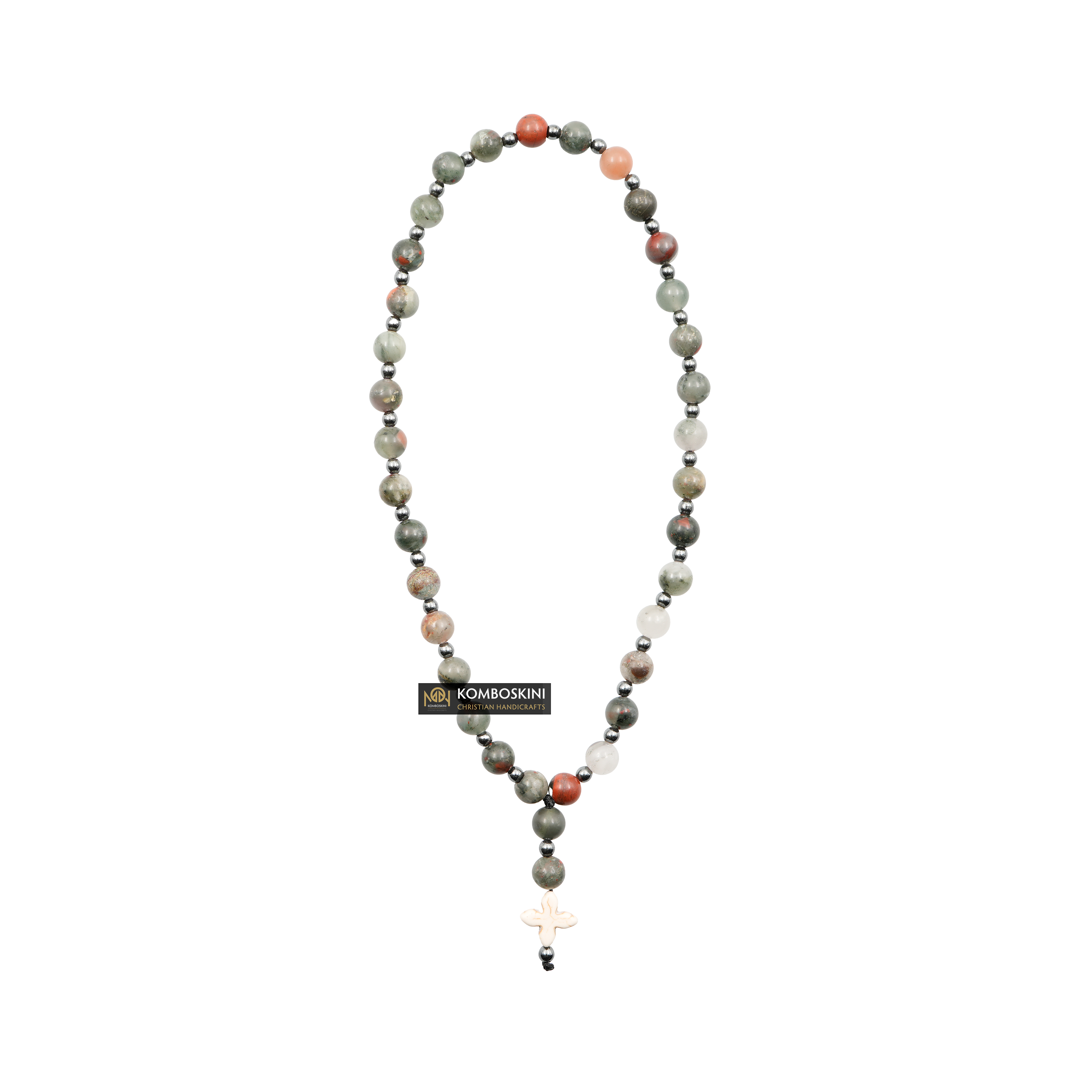 Prayer Rope of Blood Stone Semi-Precious Stones with 50 knots