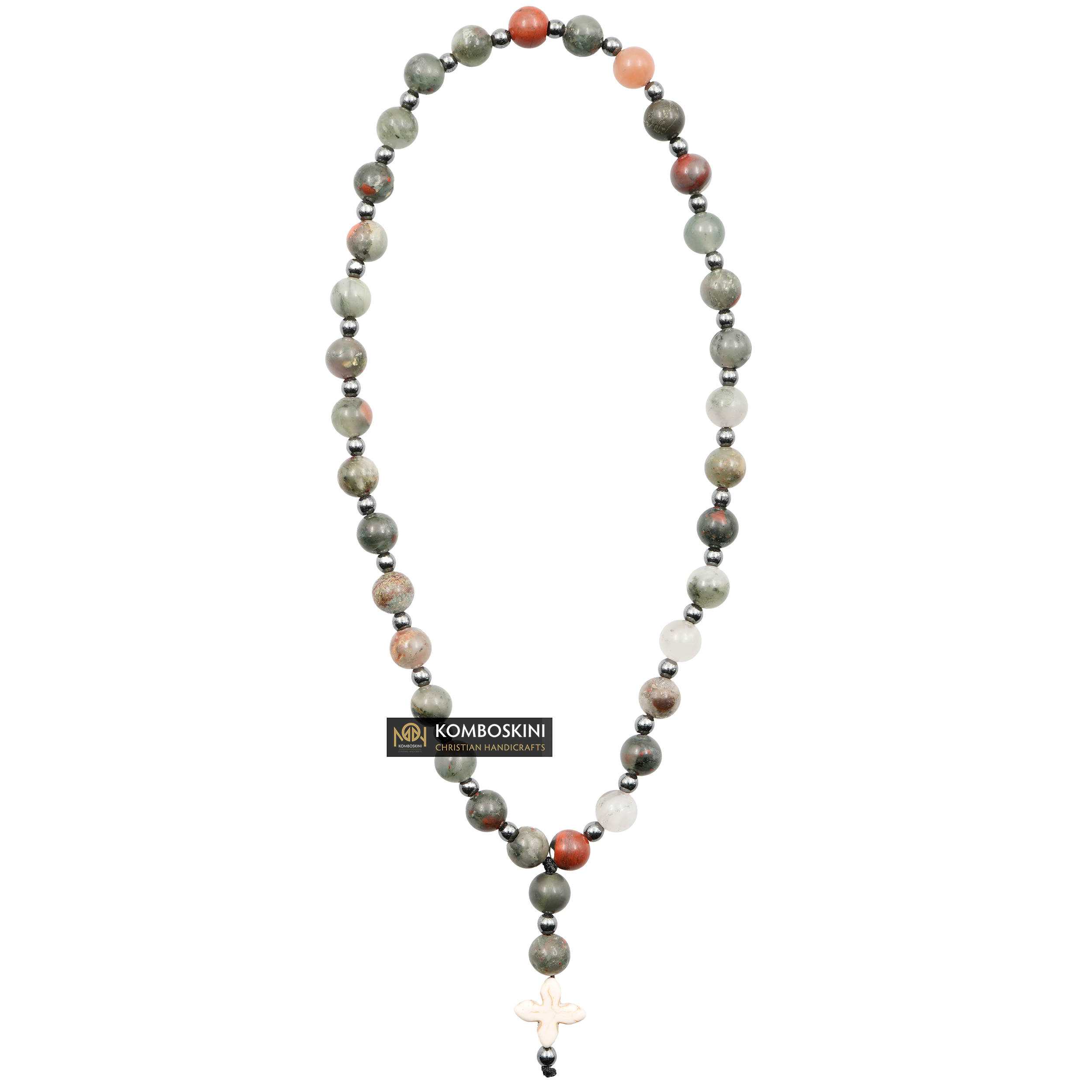 Prayer Rope of Blood Stone Semi-Precious Stones with 50 knots