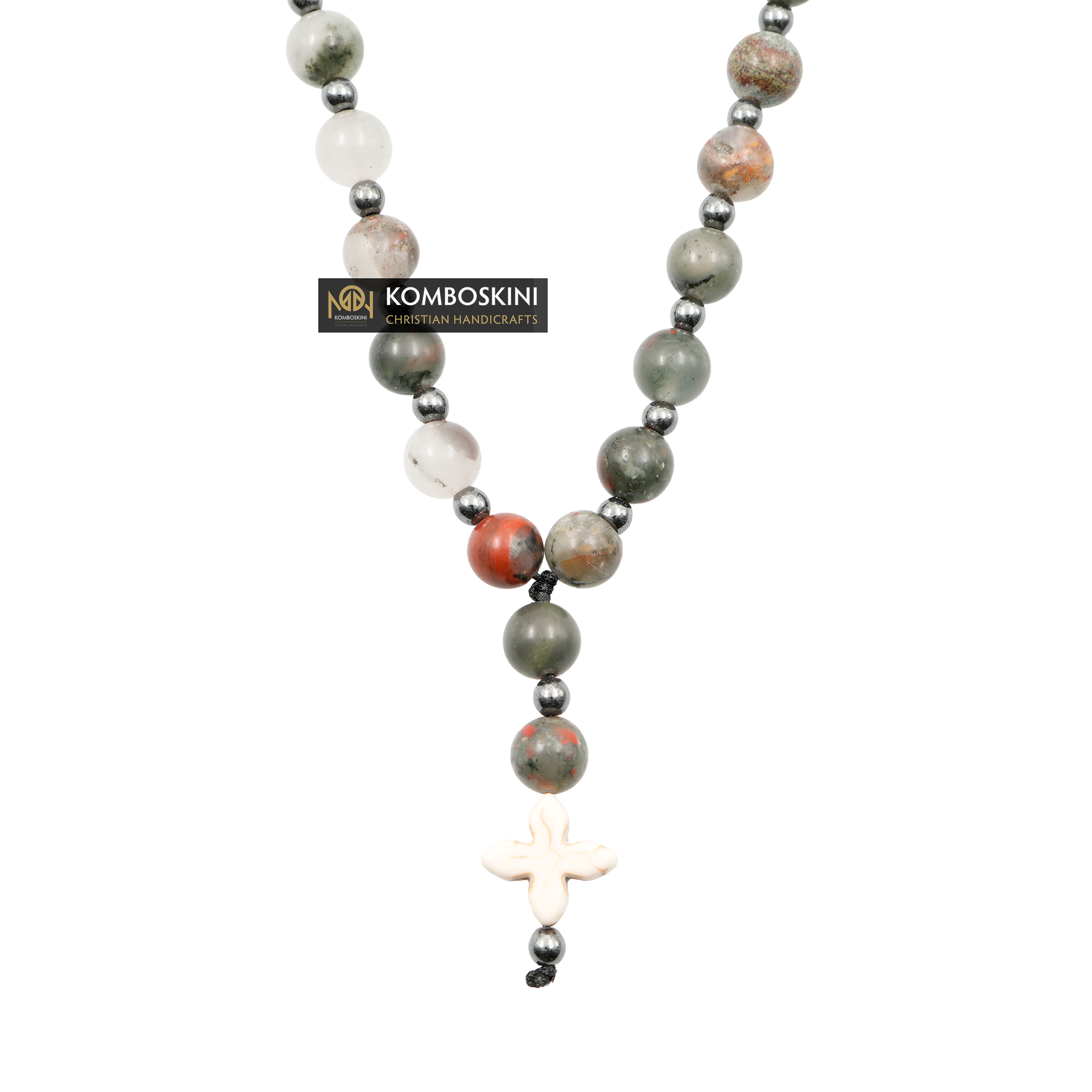 Prayer Rope of Blood Stone Semi-Precious Stones with 50 knots
