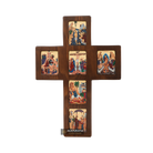 Orthodox Cross with 6 Themes Christian Icon with Gold Leaf