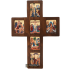 Orthodox Cross with 6 Themes Christian Icon with Gold Leaf