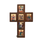 Orthodox Cross with 6 Themes Christian Icon with Gold Leaf