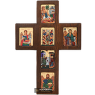 Orthodox Cross with 6 Themes Christian Icon with Gold Leaf