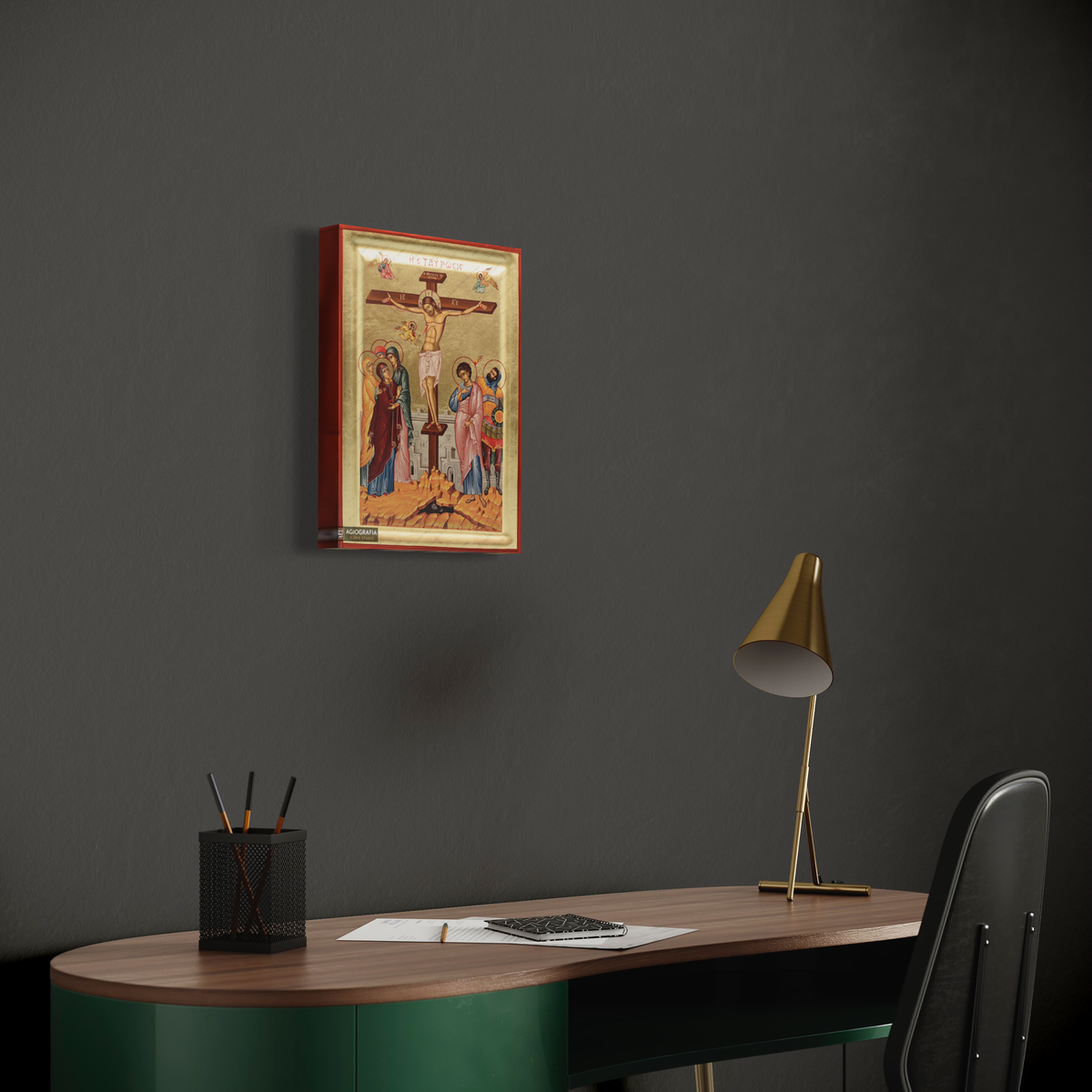 Crucifixion of The Lord Byzantine Orthodox Wood Icon with Gold Leaf ...