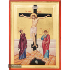 Crucifixion of The Lord Byzantine Orthodox Wood Icon with Gold Leaf