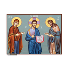 Deesis Jesus Christ - Virgin Mary - St John Icon with Blue Background