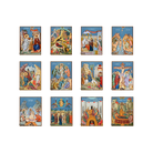 Set of 12 Feastal Orthodox Icons on Wood with Blue Background