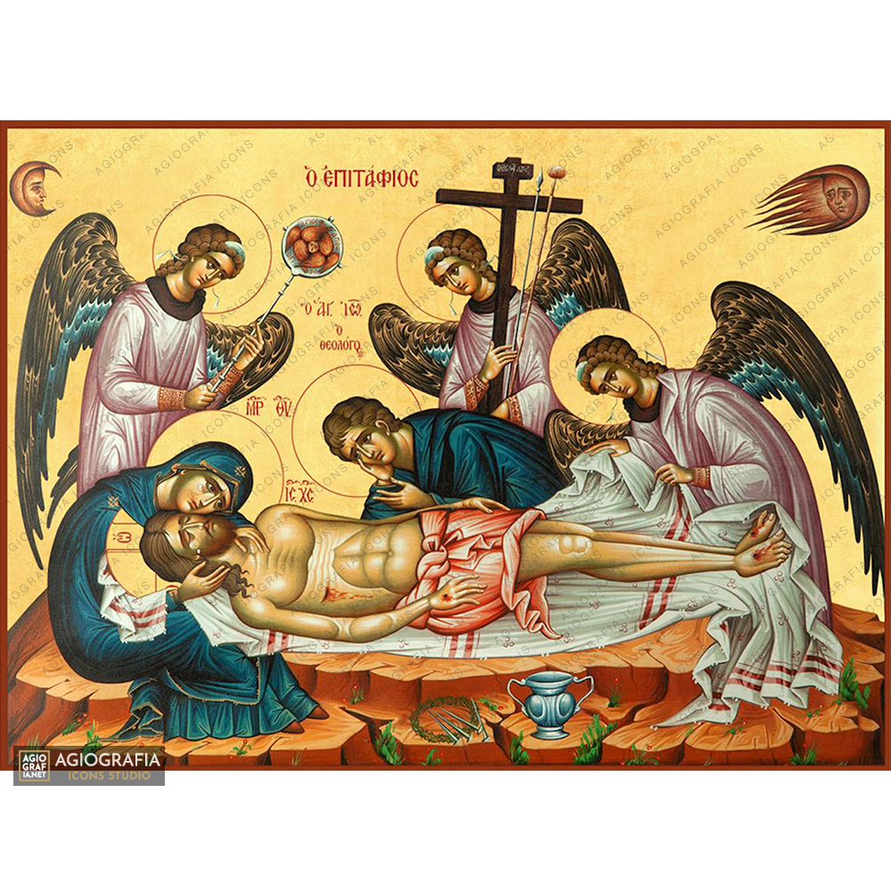 22k Epitaph of Jesus Christ - Exclusive Gold Leaf Greek Icon