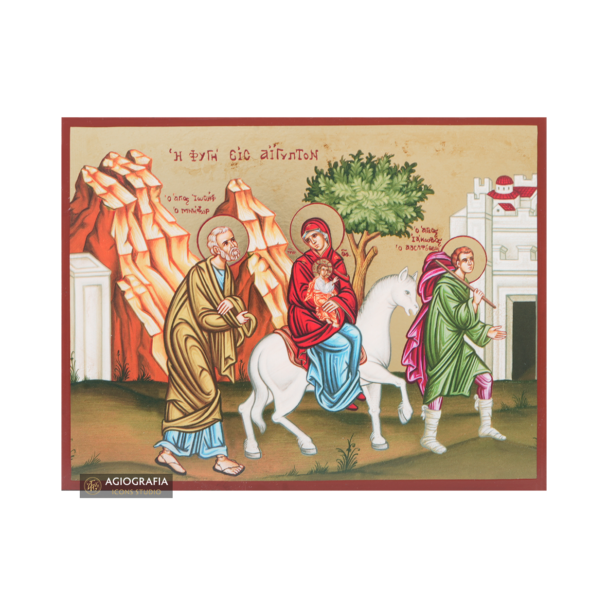 Flight To Egypt Gold Print Icon with Aged Gold Foil