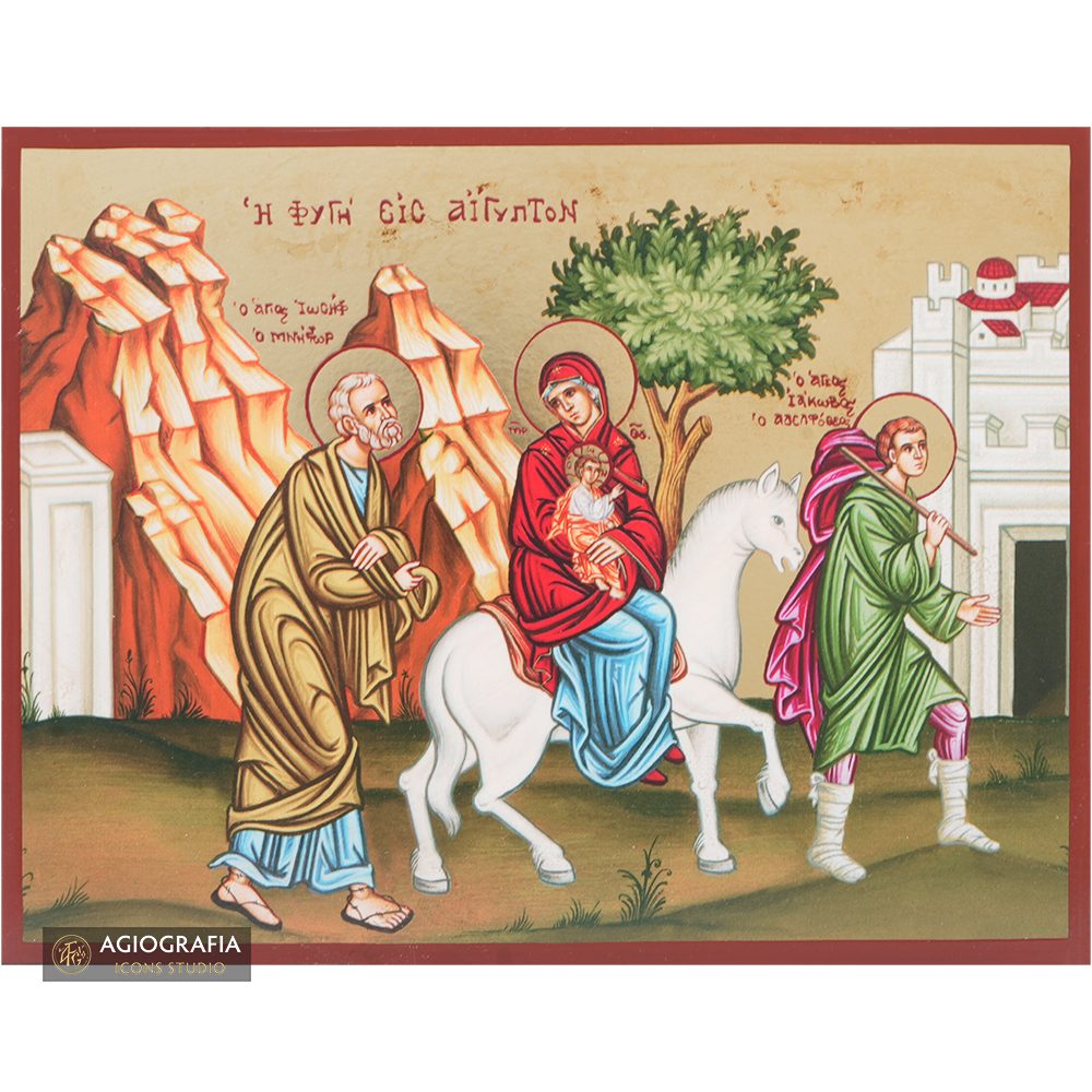 Flight To Egypt Gold Print Icon with Aged Gold Foil
