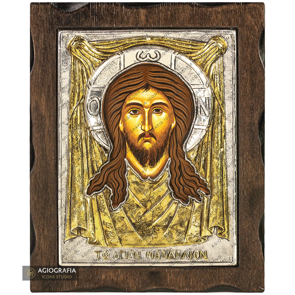 Holy Mandylion (Icon of Edessa) Pure Silver and 24k Gold Plated Icon