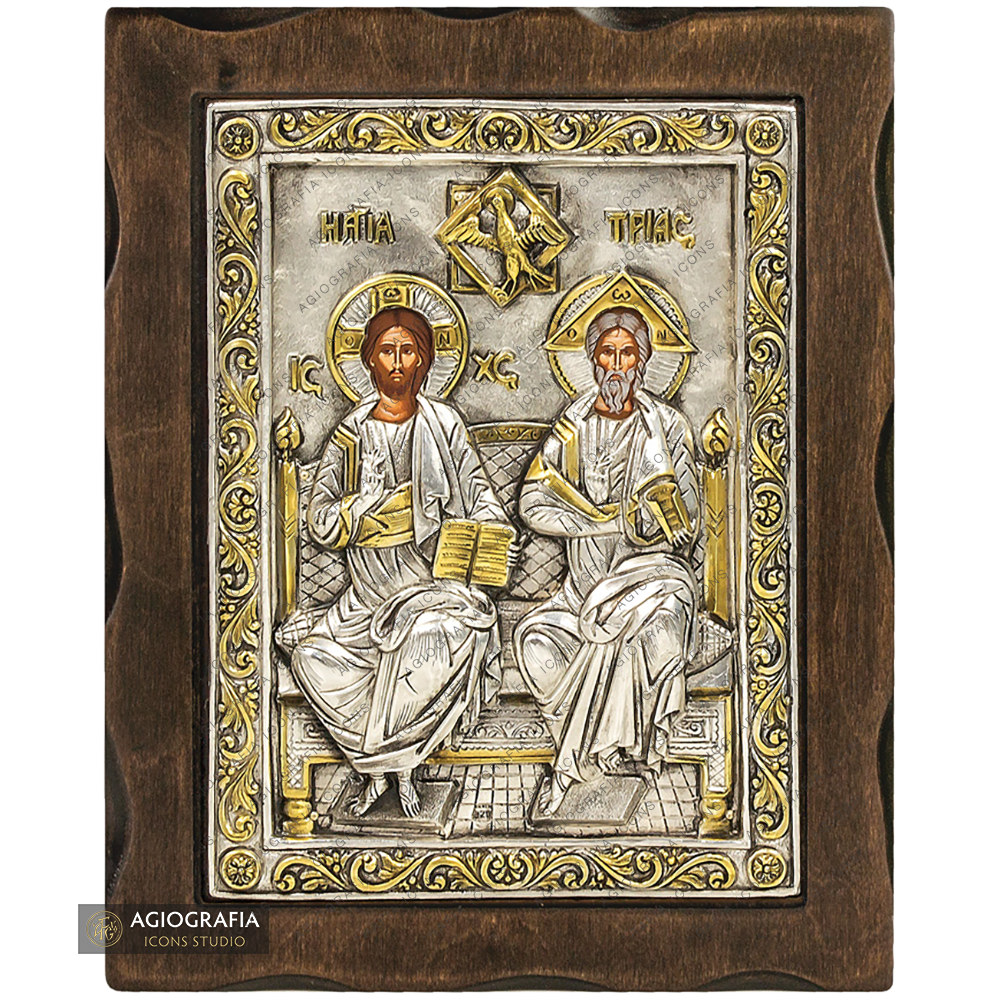 Holy Trinity Pure Silver and 24k Gold Plated Christian Icon