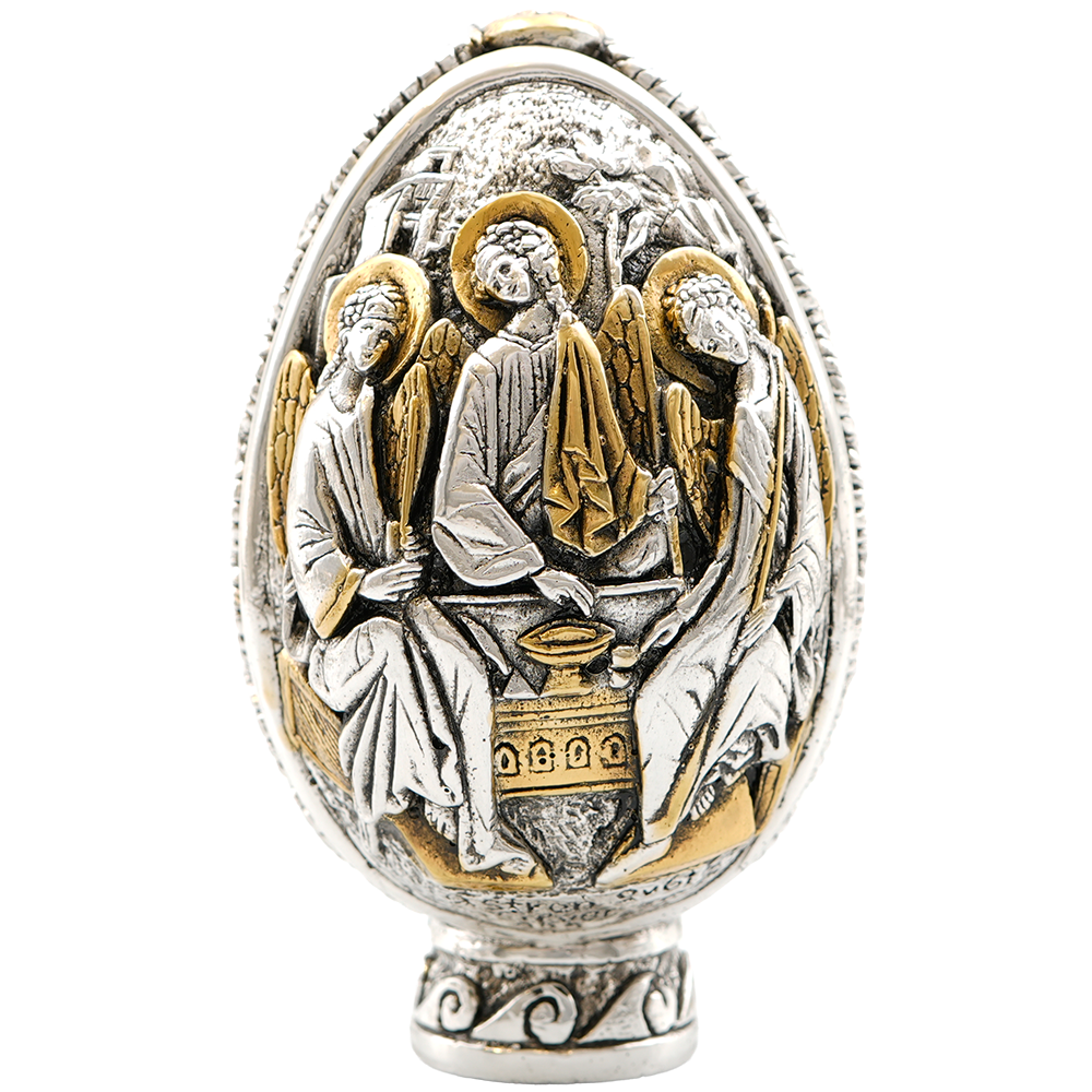 Holy Trinity - Virgin Mary 7 Swords Pure Silver and 24k Gold Plated Egg