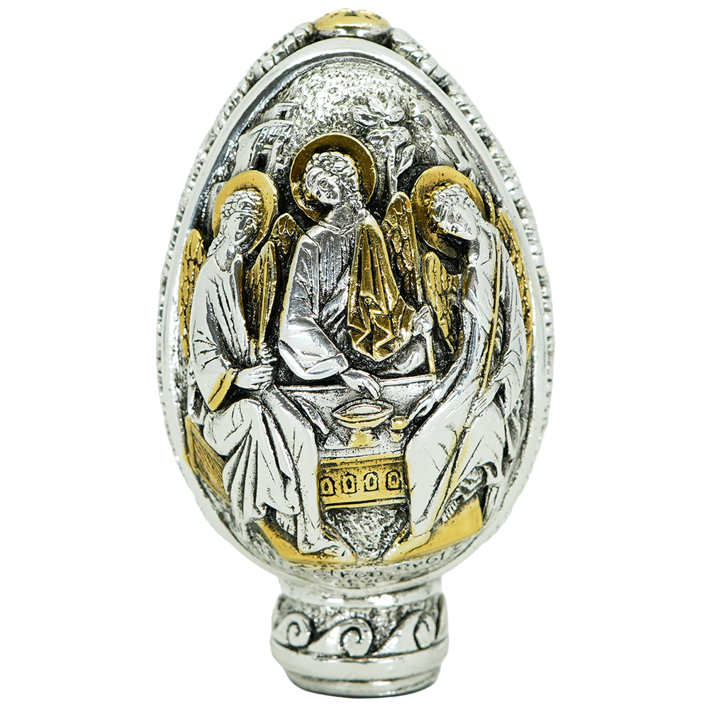 Holy Trinity - Virgin Mary 7 Swords Pure Silver and 24k Gold Plated Egg