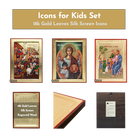 18k Icons for Kids Set - 3 Small Gold Leaf Christian Icons