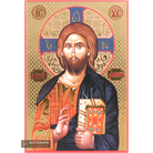 Jesus Christ Icon with Gilding Effect Gold Foil Background