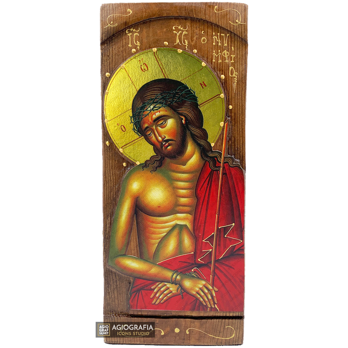 Jésus-Christ l'Époux icône grecque en impression or sur bois sculpté