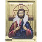 Jesus Christ Good Shepherd Christian Orthodox Icon with Gilding Effect