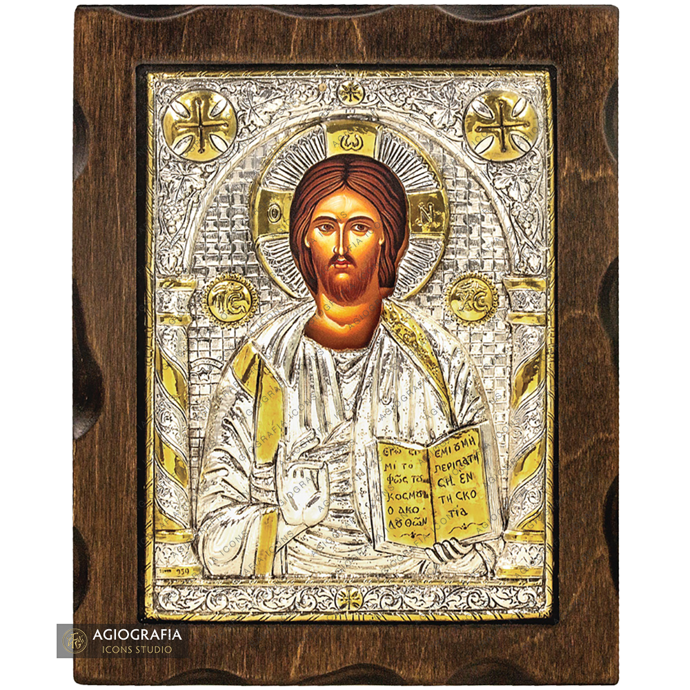 Jésus-Christ icône en argent pur avec dorure 24k