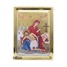 Jesus Christ Descent from Cross Russian Icon Wood with Gilding Effect