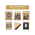 18k Jesus Christ Icons Set - 3 Small Gold Leaf Christian Icons