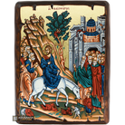 Palm Sunday Greek Orthodox Icon on Wood with Gold Leaf