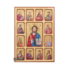 Jesus Christ with 12 Apostles Gold Print Icon with Aged Gold Foil