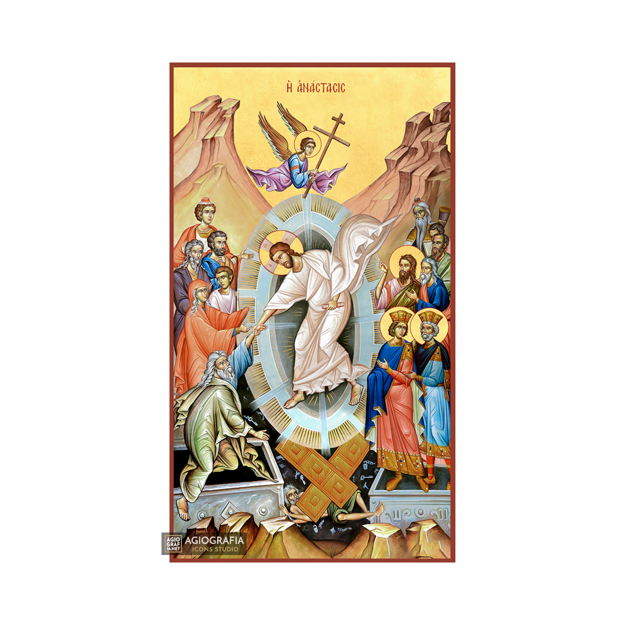 22k Resurrection of the Lord - Gold Leaf Background Orthodox Icon