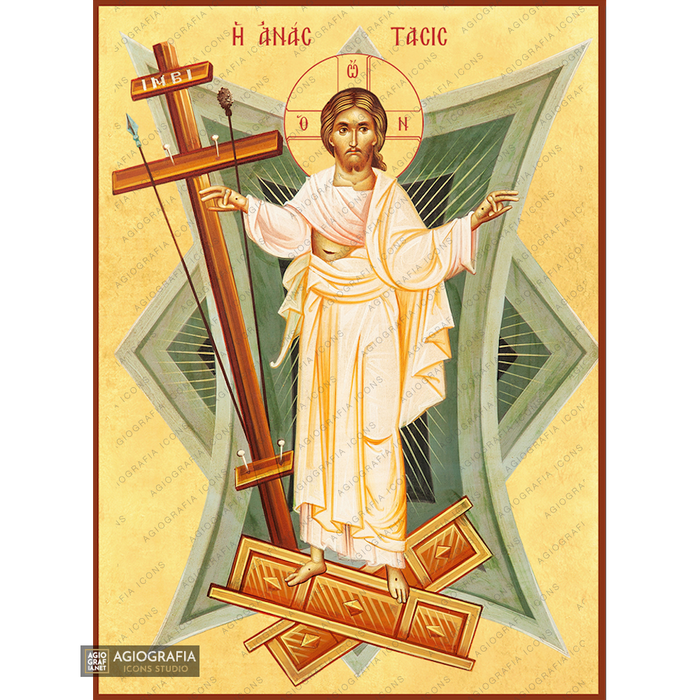 22k Resurrection of the Lord - Exclusive Gold Leaf Greek Icon