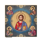Jesus Christ The Almighty with the 4 Evangelists Aged Gold Foil Icon