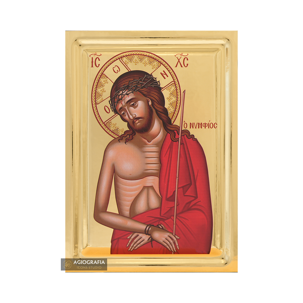 Jesus Christ The Bridegroom Icon on Wood with Gilding Effect