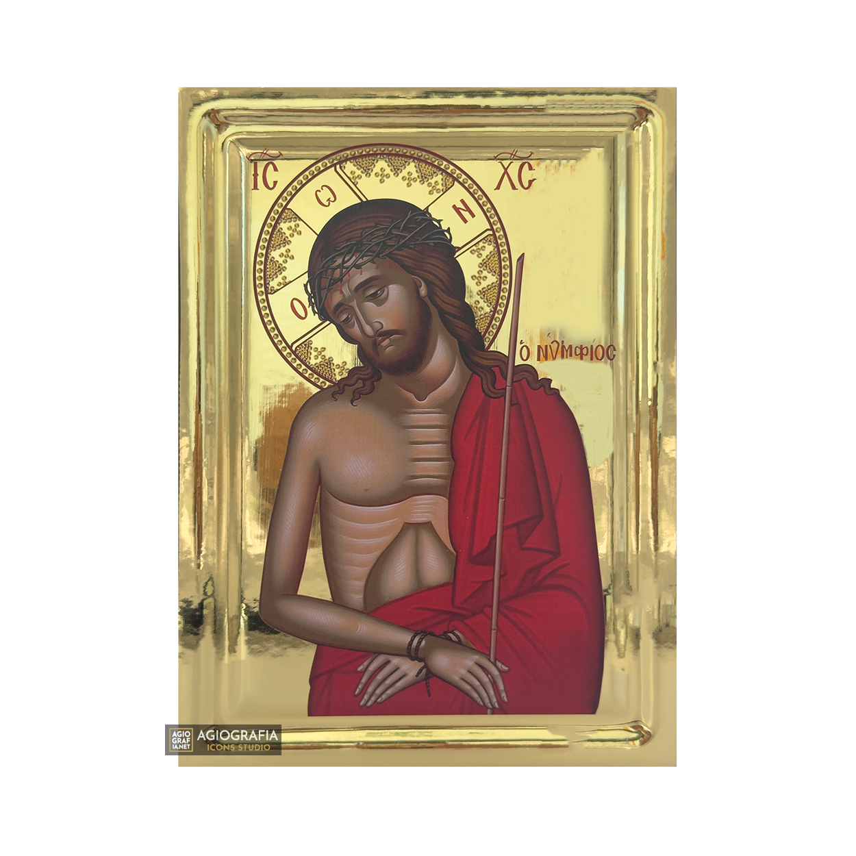 Jesus Christ The Bridegroom Greek Icon on Wood with Gilding Effect