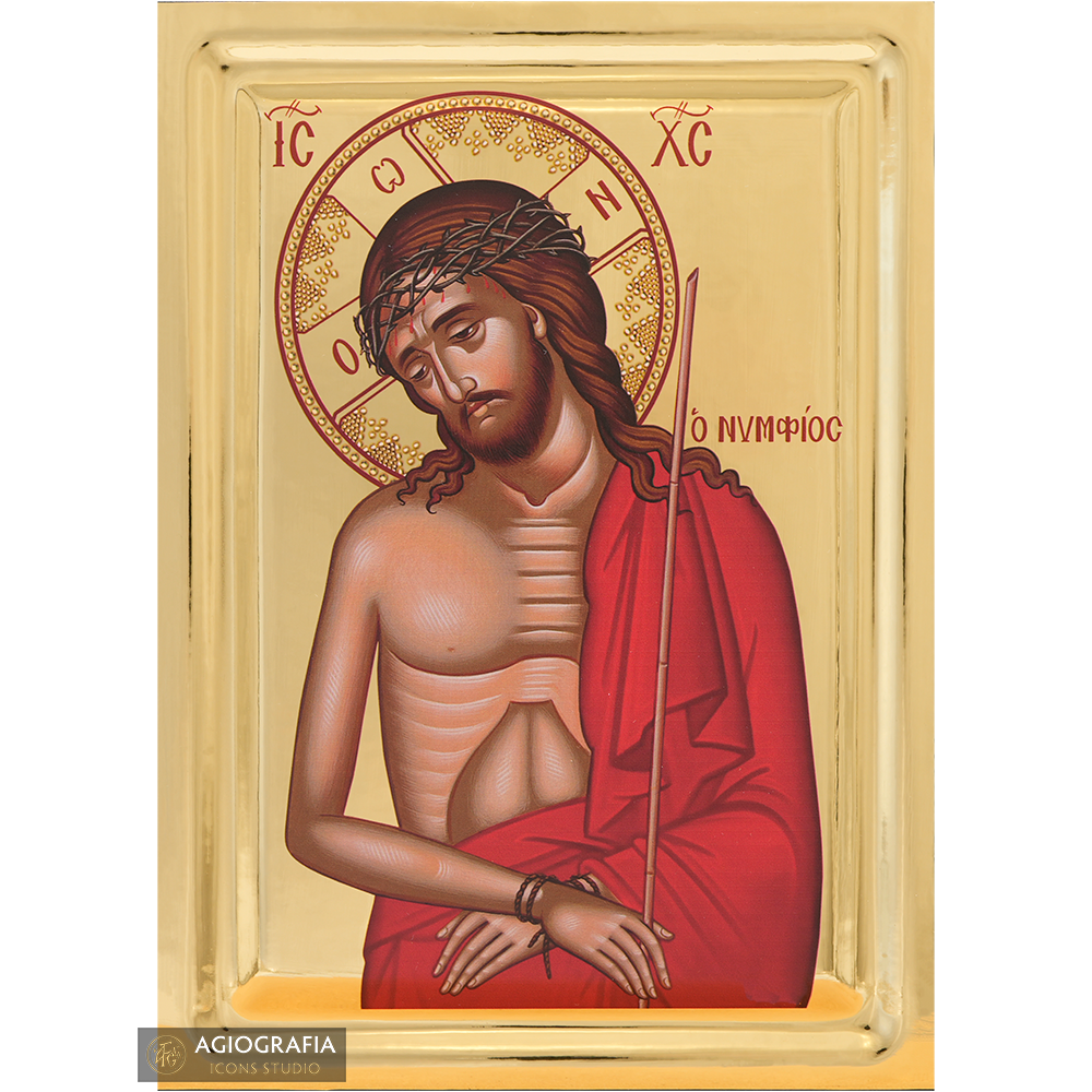 Jesus Christ The Bridegroom Icon on Wood with Gilding Effect