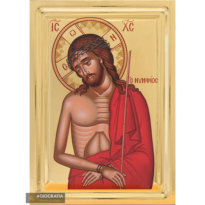 Jésus-Christ l'Époux icône sur bois avec effet de dorure