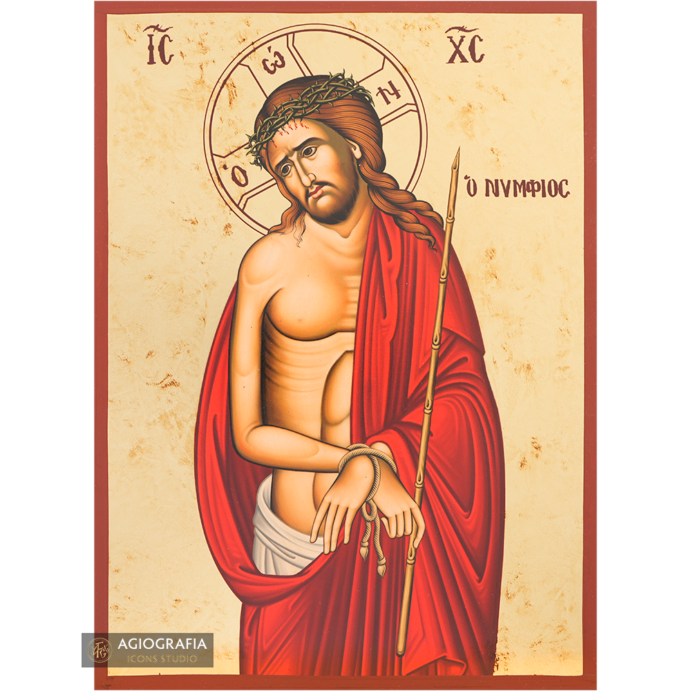 Jesus Christ The Bridegroom Gold Print Icon on Aged Gold Foil