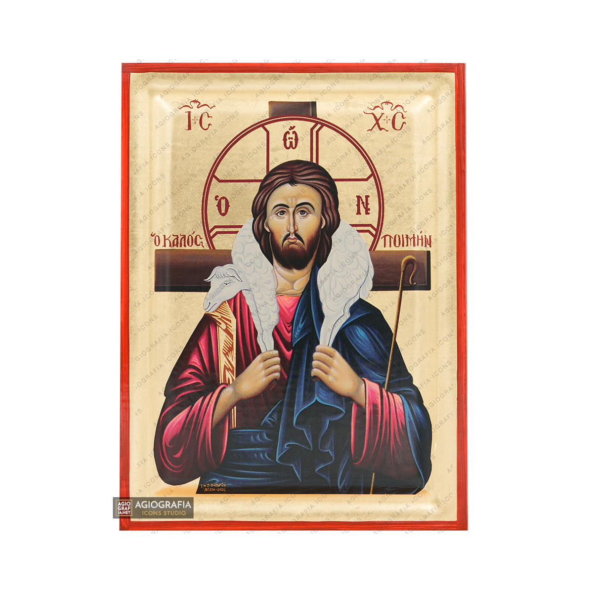 Jesus Christ The Good Shepherd Christian Icon on Wood with Gold Leaf ...