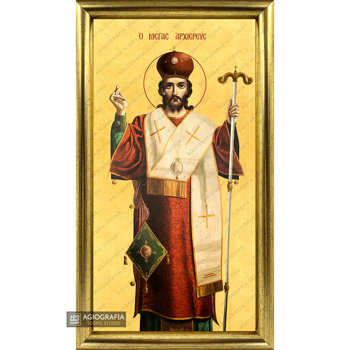 22k Gesù Cristo Grande Arcivescovo icona cristiana incorniciata a foglia d'oro