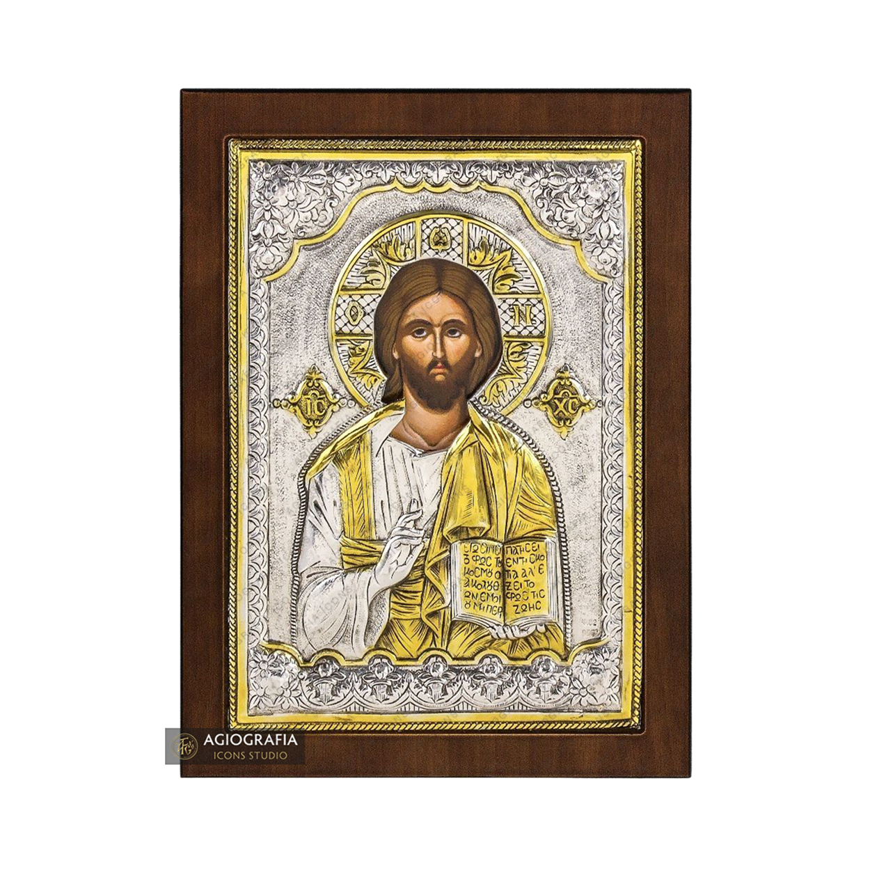 Jesus Christ The One Who Blesses Christian Orthodox Silver Plated Icon