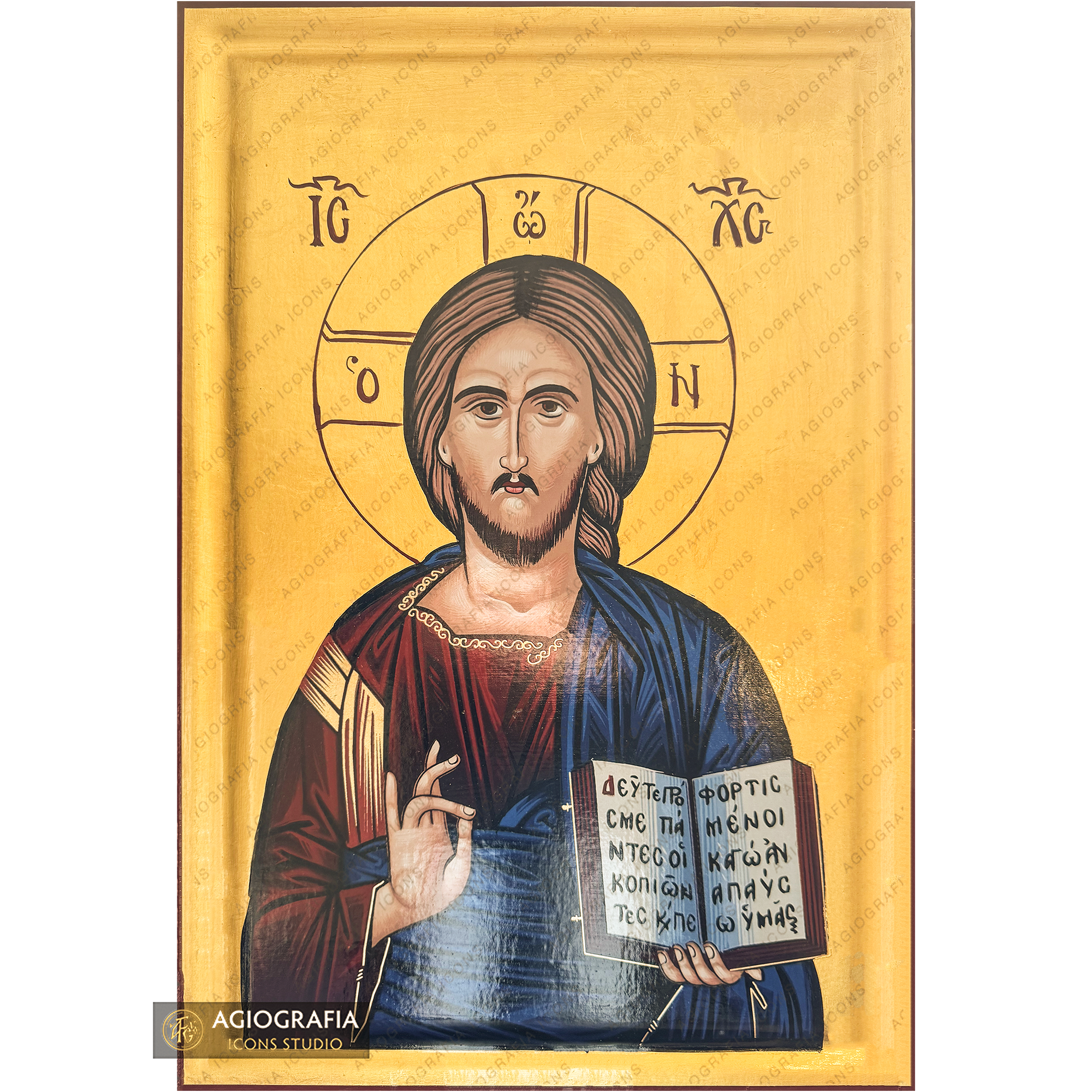 24k Jesus Christ The One Who Blesses Christian Icon with Gold Leaves