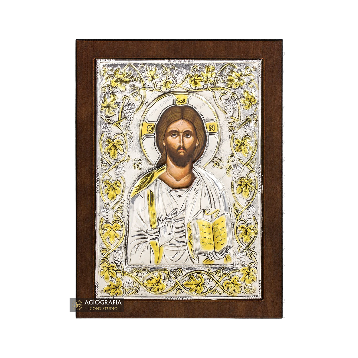 Jesus Christ The One Who Blesses Christian Orthodox Silver Plated Icon