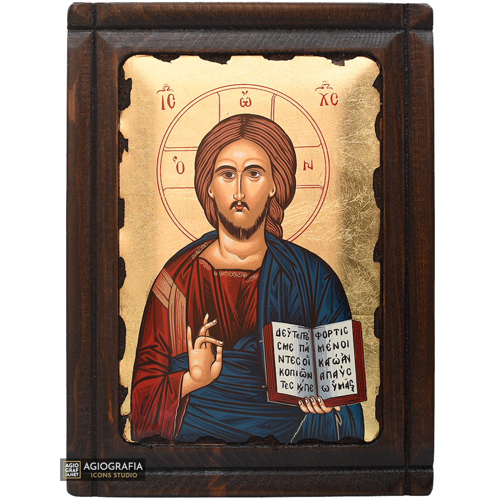 Jesus Christus, der Segnende, christlich-orthodoxe Ikone mit Blattgold