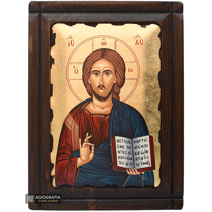 Jesus Christus, der Segnende, christlich-orthodoxe Ikone mit Blattgold