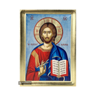 Jesus Christ the Savior Christian Greek Orthodox Icon with Gold Leaf