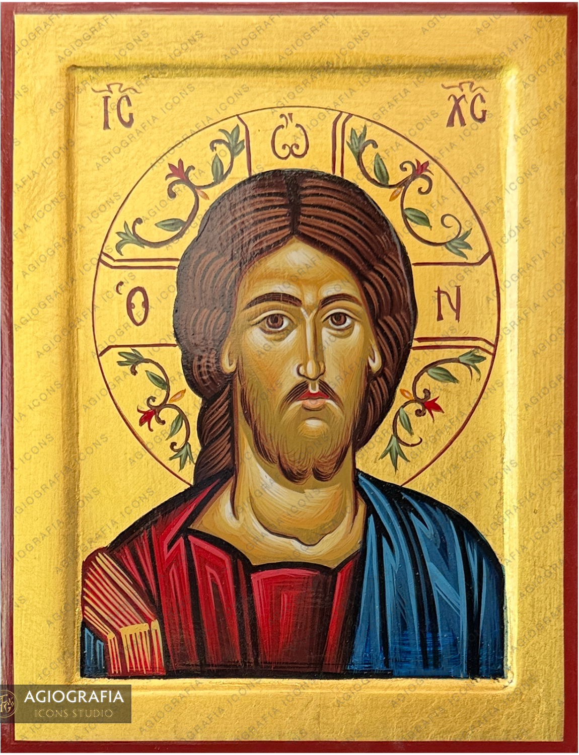 24k Jesus Christ Handwritten Icon with Gold Leaves