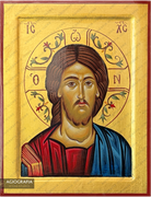24k Jesus Christ Handwritten Icon with Gold Leaves
