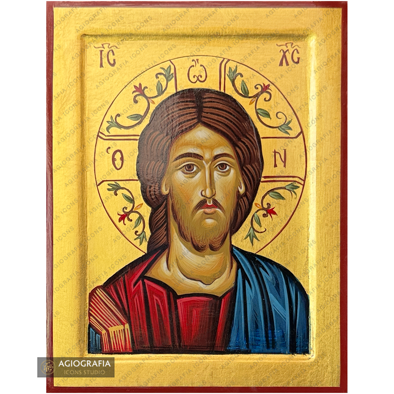 24k Jesus Christ Handwritten Icon with Gold Leaves