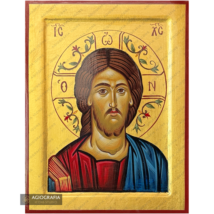 24k Jesus Christ Handwritten Icon with Gold Leaves